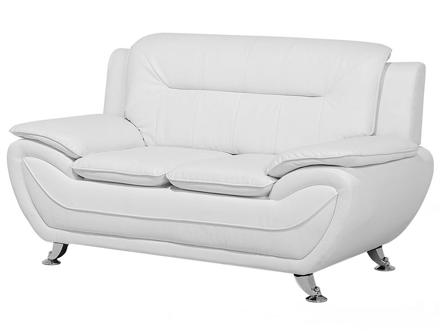 2 Seater Faux Leather Sofa White LEIRA