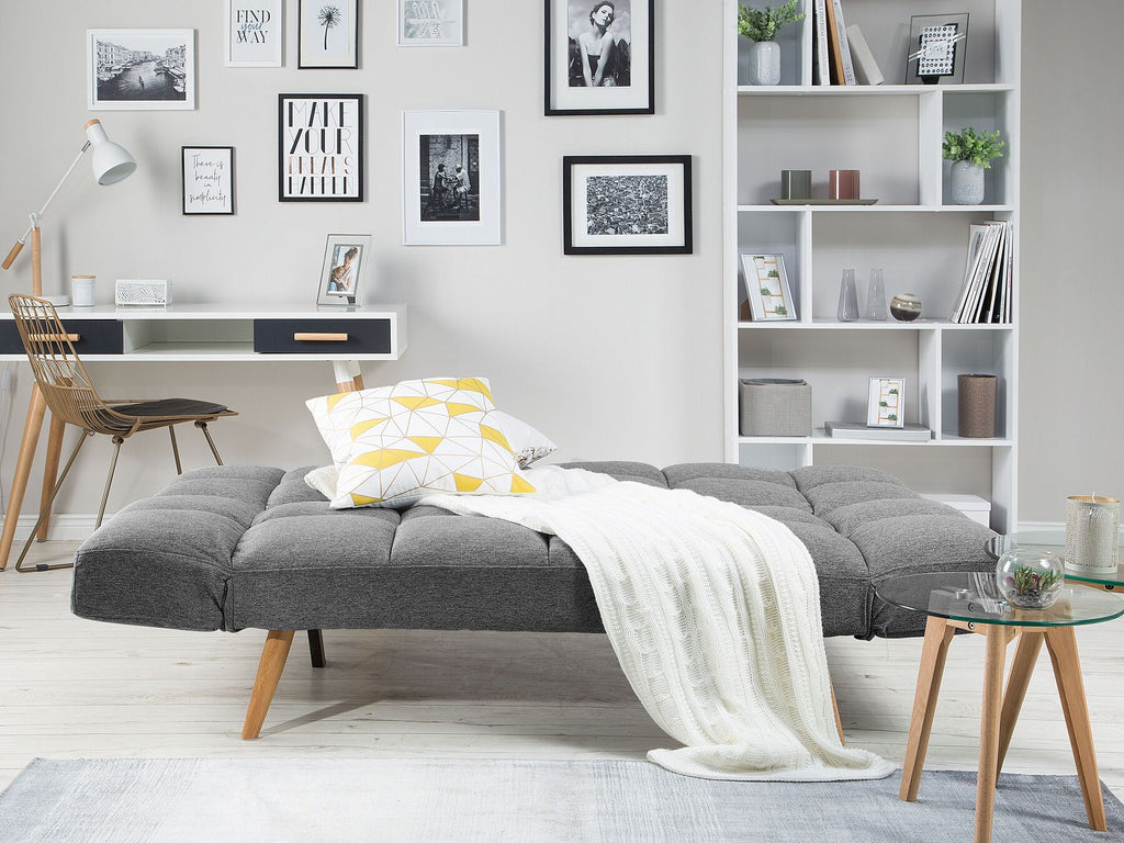 Sofa Bed INGARO Fabric Dark Grey 2 Seater