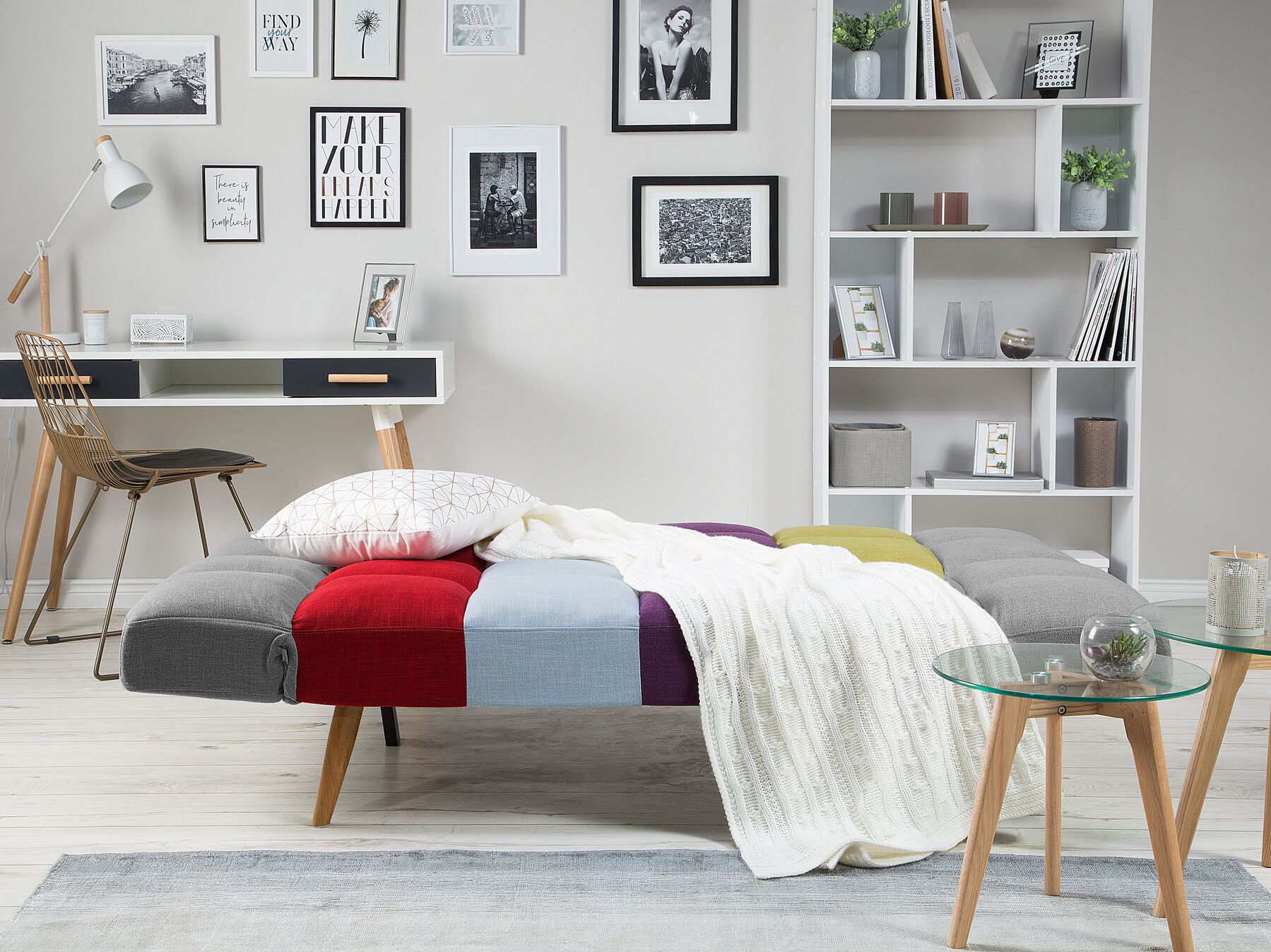Sofa Bed INGARO Fabric Multicolour 2 Seater