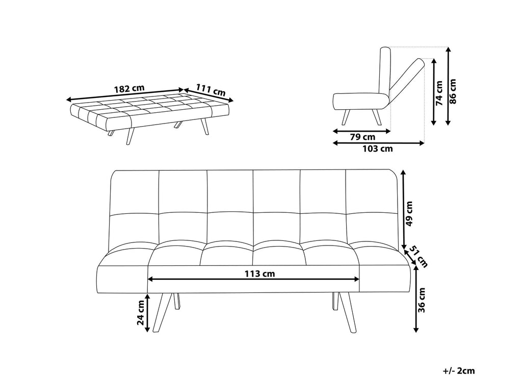 Sofa Bed INGARO Fabric Multicolour 2 Seater