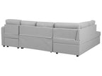 U-Shape Sofa Bed KARRABO Fabric Light Grey with Storage 4 Seater