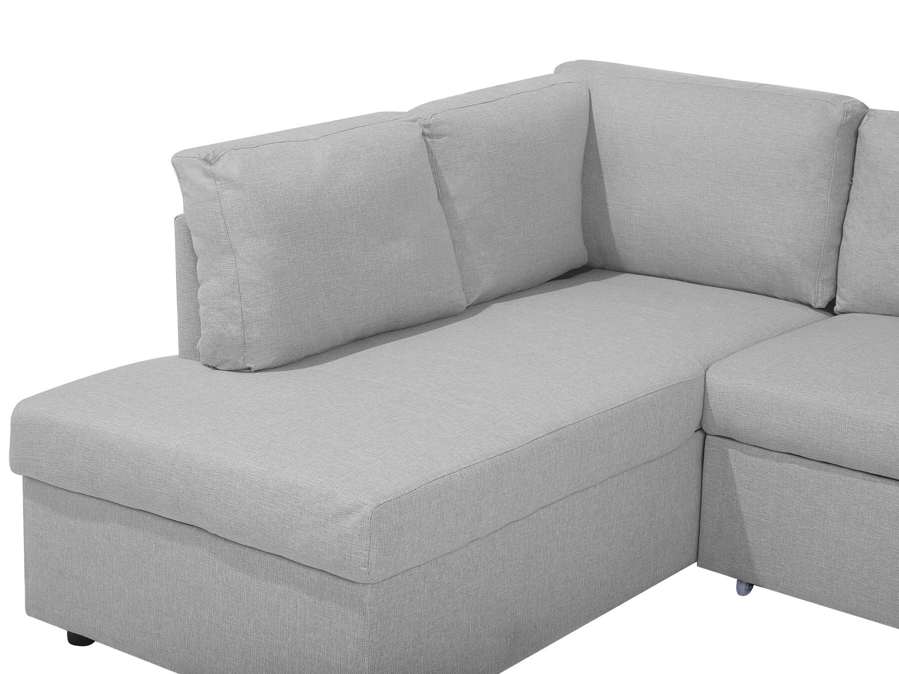 U-Shape Sofa Bed KARRABO Fabric Light Grey with Storage 4 Seater