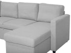 U-Shape Sofa Bed KARRABO Fabric Light Grey with Storage 4 Seater