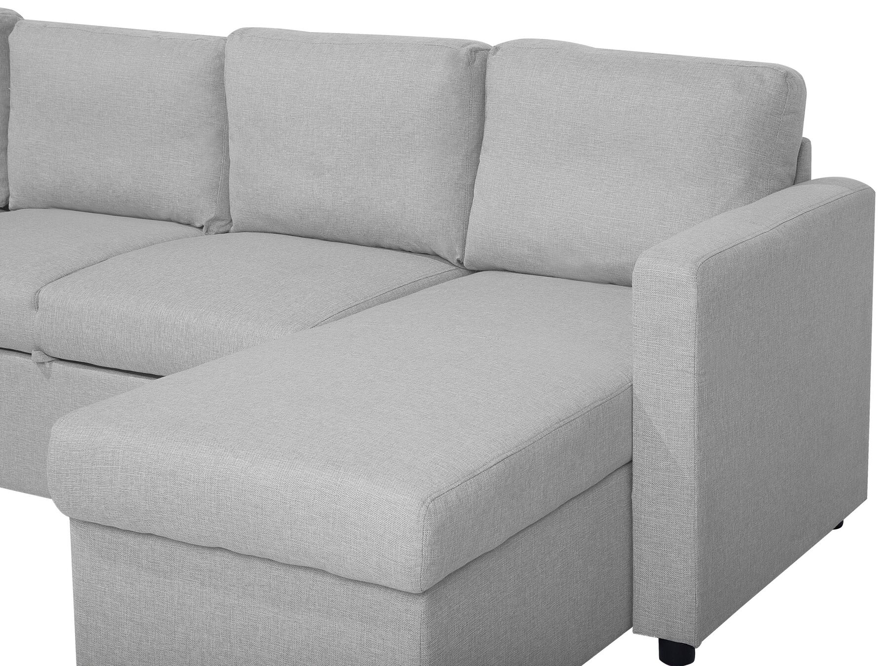 U-Shape Sofa Bed KARRABO Fabric Light Grey with Storage 4 Seater
