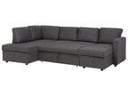 U-Shape Sofa Bed KARRABO Fabric Dark Grey with Storage 5 Seater