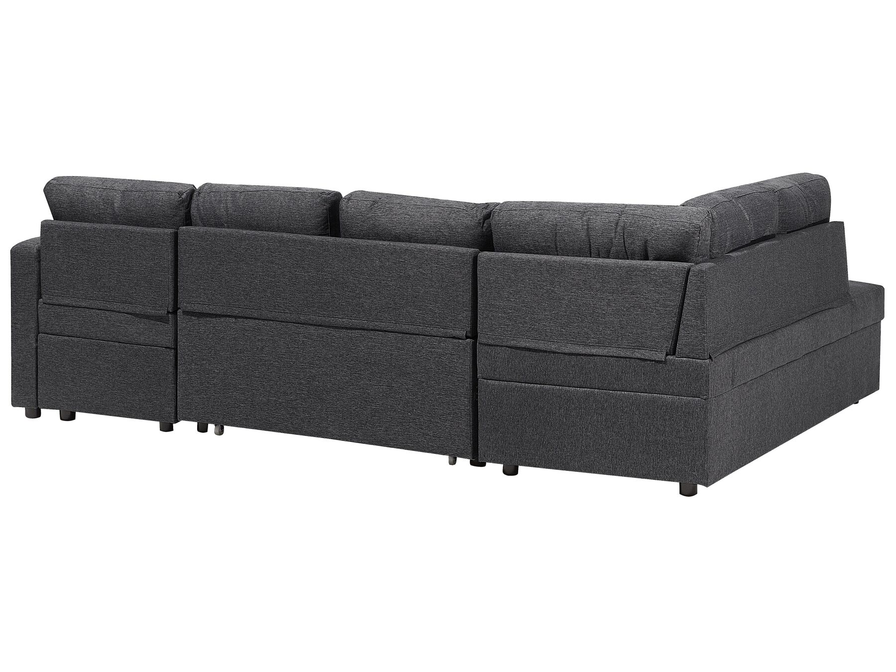 U-Shape Sofa Bed KARRABO Fabric Dark Grey with Storage 5 Seater