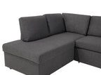 U-Shape Sofa Bed KARRABO Fabric Dark Grey with Storage 5 Seater