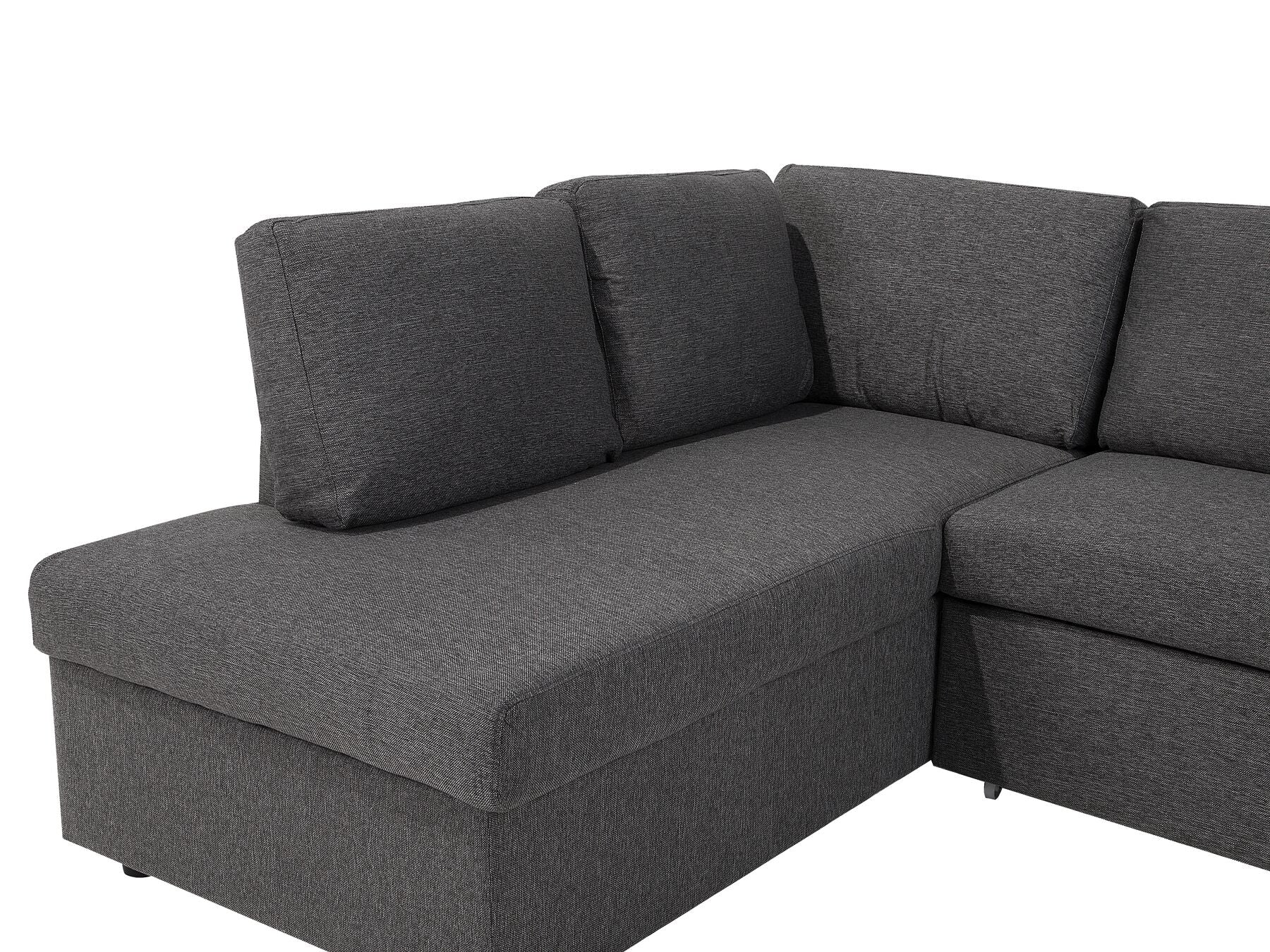 U-Shape Sofa Bed KARRABO Fabric Dark Grey with Storage 5 Seater