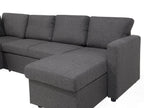 U-Shape Sofa Bed KARRABO Fabric Dark Grey with Storage 5 Seater