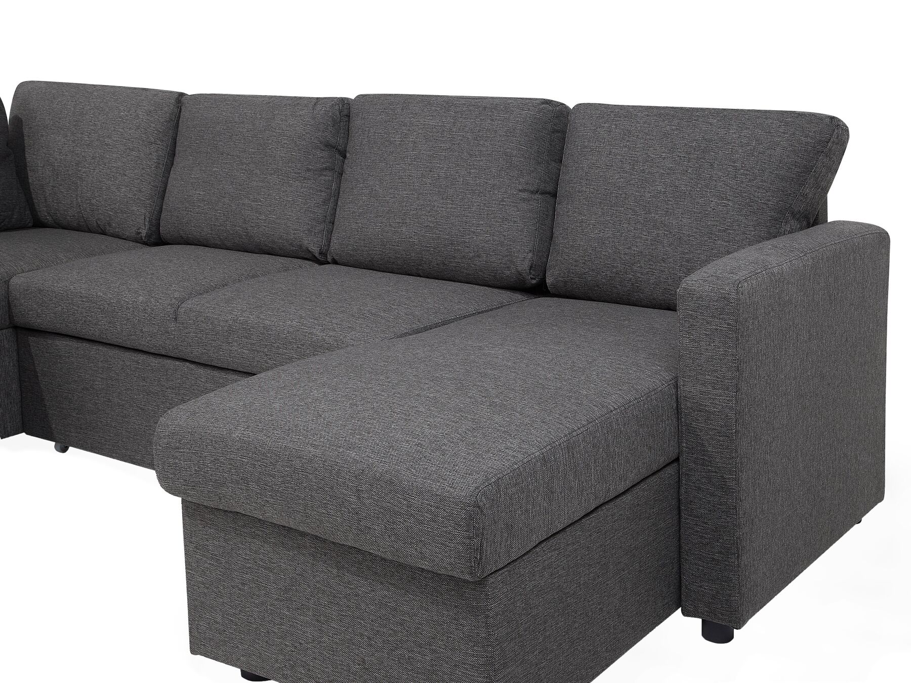 U-Shape Sofa Bed KARRABO Fabric Dark Grey with Storage 5 Seater