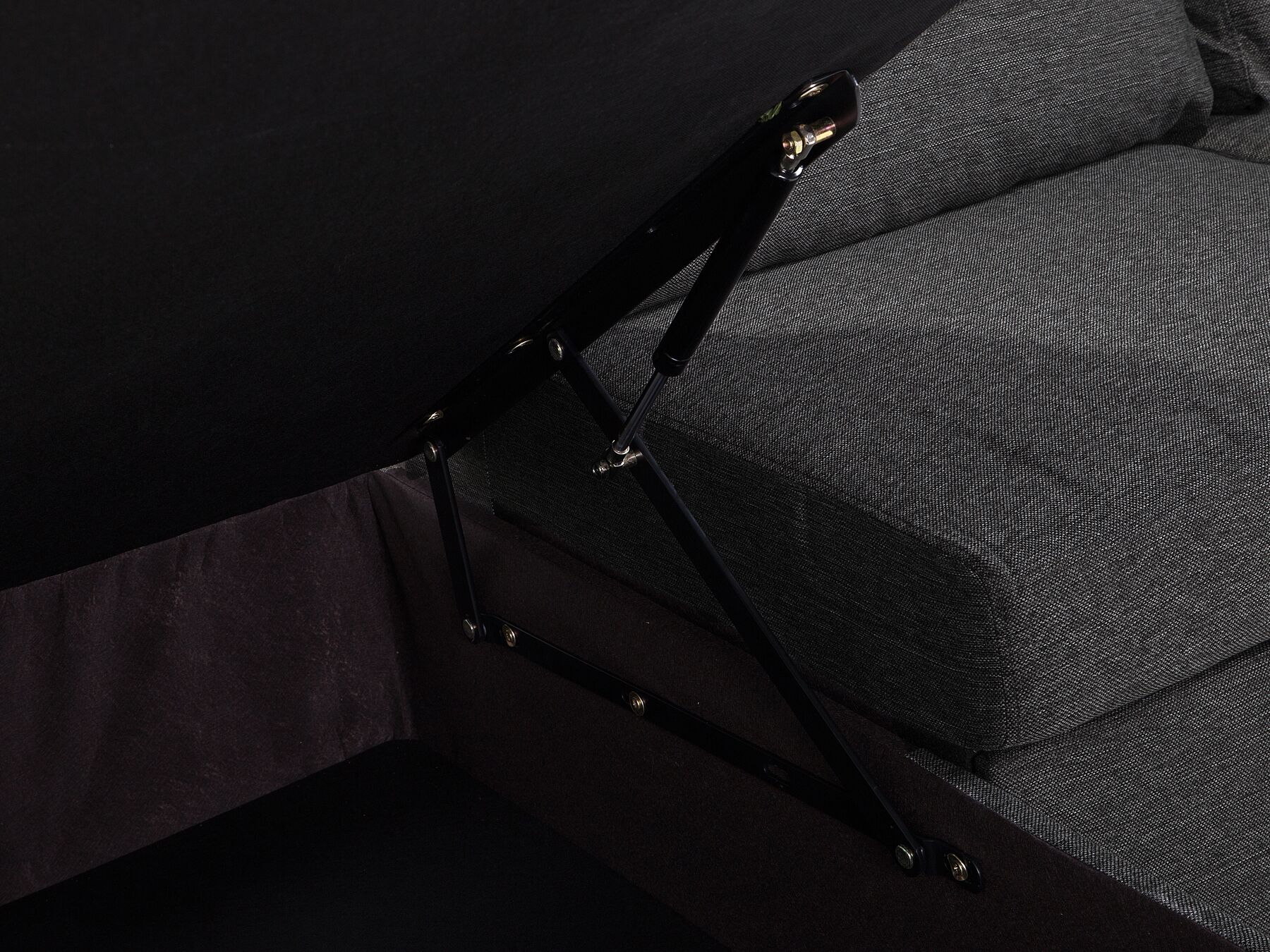 U-Shape Sofa Bed KARRABO Fabric Dark Grey with Storage 5 Seater