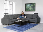 Corner Sofa STOCKHOLM Fabric Dark Grey 6 Seater Left Hand