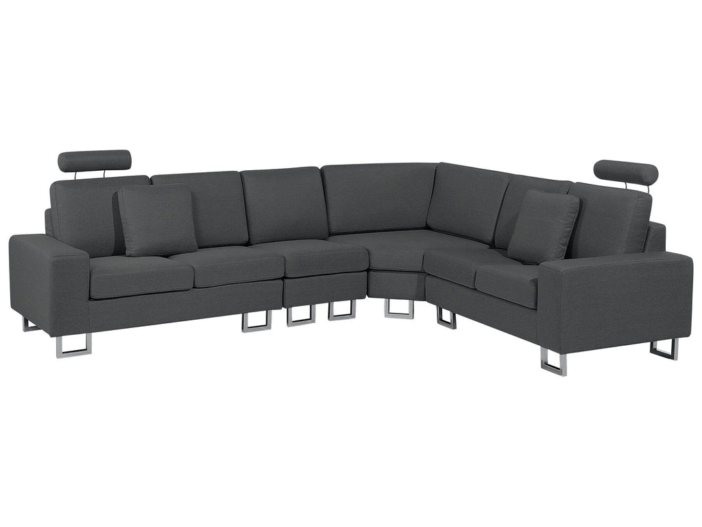 Corner Sofa STOCKHOLM Fabric Dark Grey 6 Seater Left Hand