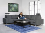 Corner Sofa STOCKHOLM Fabric Dark Grey 6 Seater Right Hand