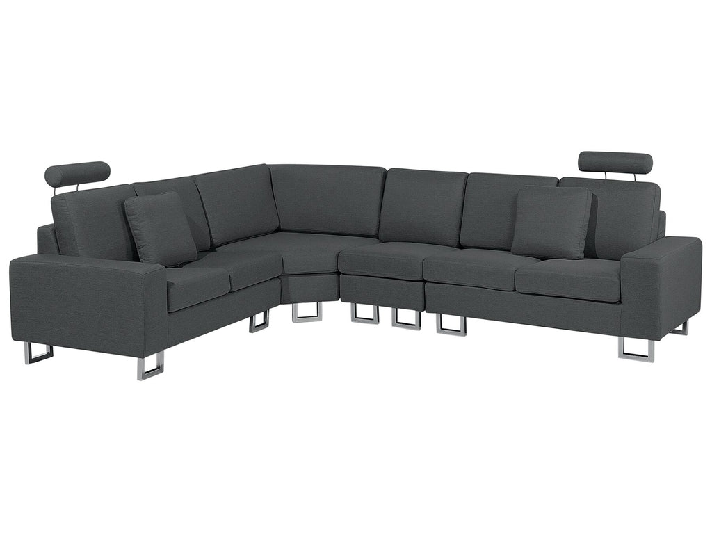 Corner Sofa STOCKHOLM Fabric Dark Grey 6 Seater Right Hand