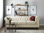 3 Seater Fabric Sofa Beige CHESTERFIELD