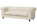 3 Seater Fabric Sofa Beige CHESTERFIELD
