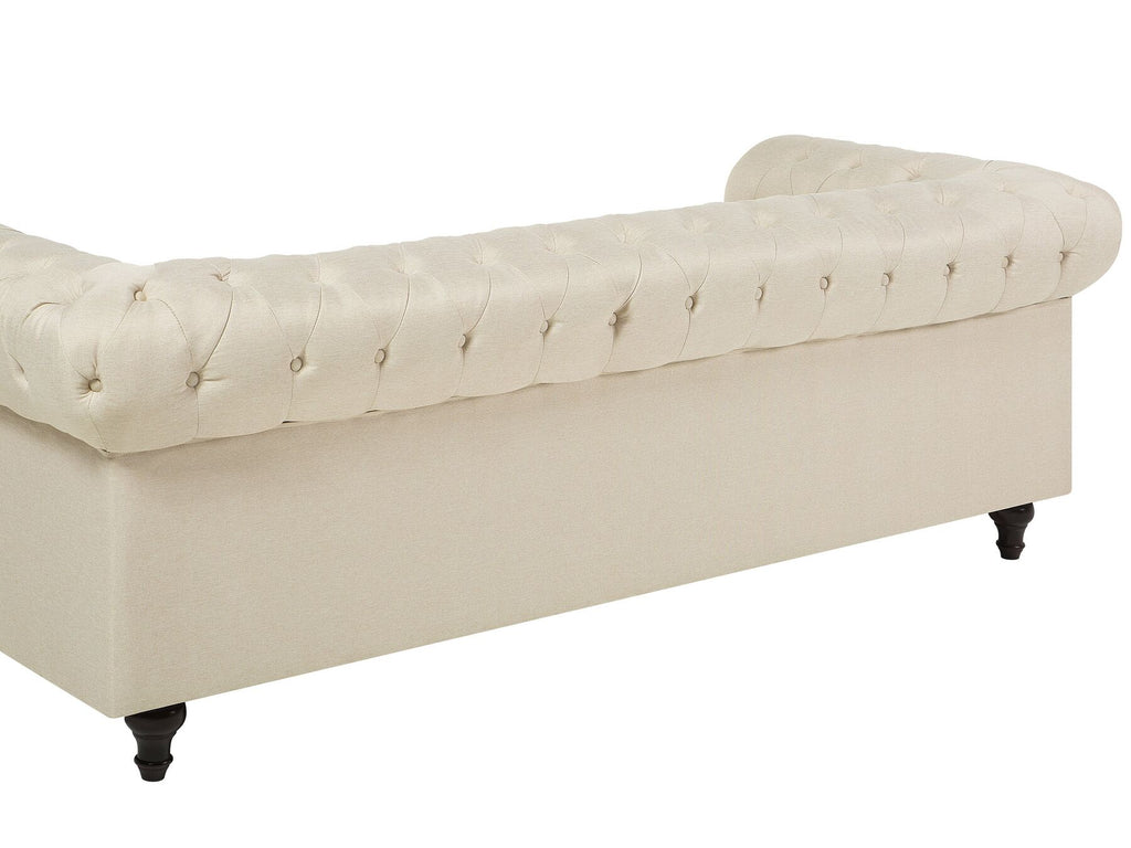 3 Seater Fabric Sofa Beige CHESTERFIELD