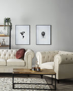 3 Seater Fabric Sofa Beige CHESTERFIELD