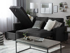 Corner Sofa Bed NESNA Fabric Black with Storage 3 Seater Right Hand