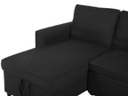 Corner Sofa Bed NESNA Fabric Black with Storage 3 Seater Right Hand