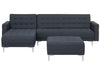 Modular Corner Sofa Bed Fabric Dark Grey with Ottoman 4 Seater Right Hand