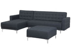Modular Corner Sofa Bed ABERDEEN Fabric Dark Grey with Ottoman 4 Seater Right Hand