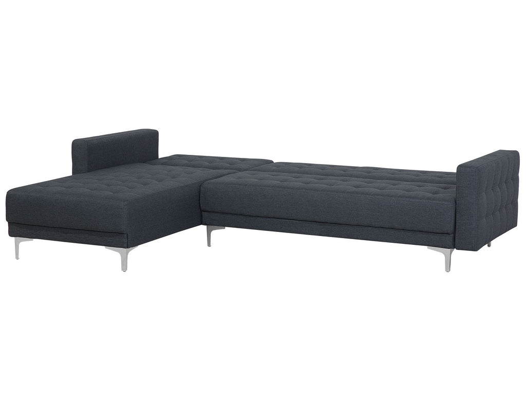 Modular Corner Sofa Bed ABERDEEN Fabric Dark Grey with Ottoman 4 Seater Right Hand