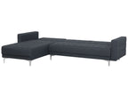 Modular Corner Sofa Bed ABERDEEN Fabric Dark Grey with Ottoman 4 Seater Right Hand