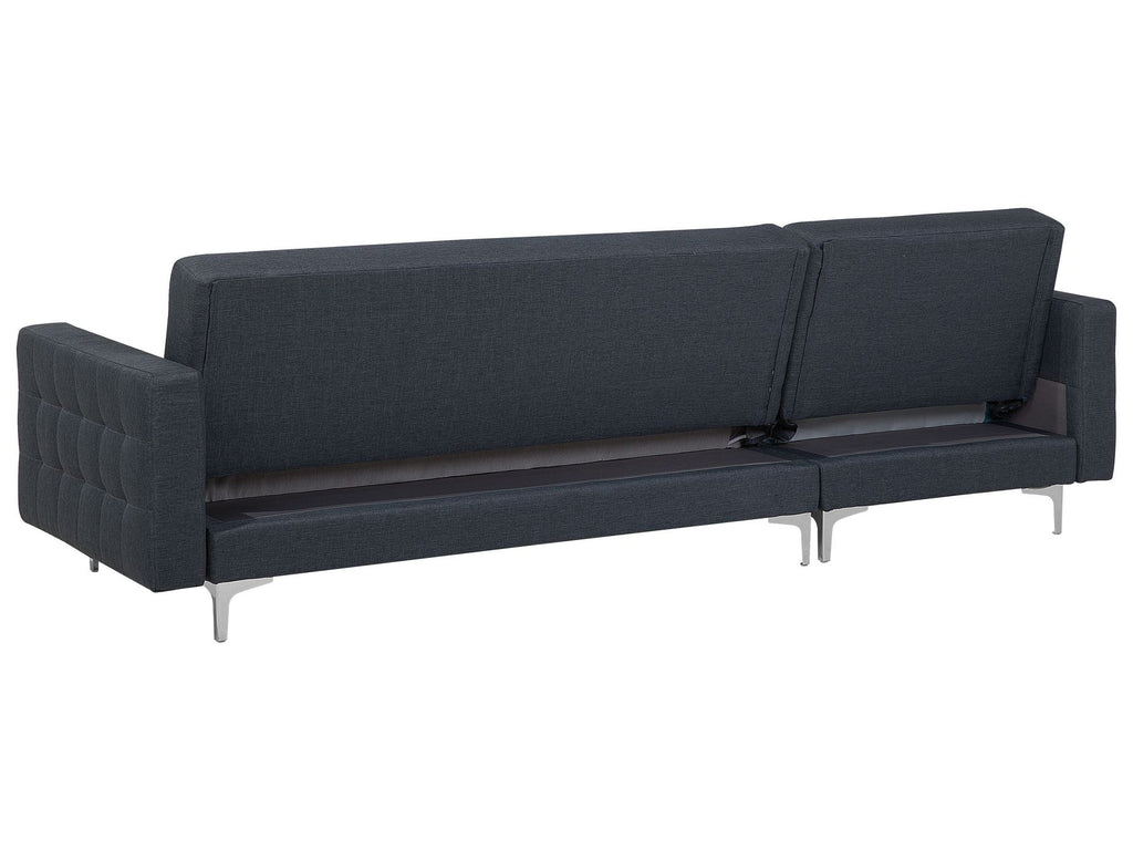 Modular Corner Sofa Bed ABERDEEN Fabric Dark Grey with Ottoman 4 Seater Right Hand