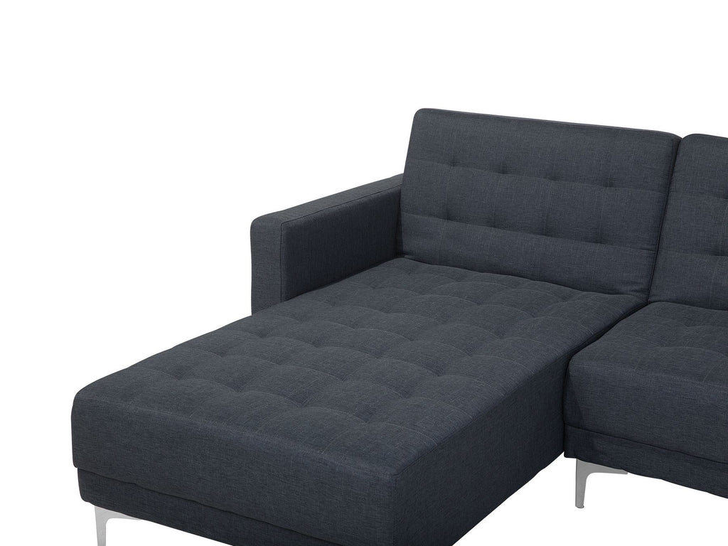 Modular Corner Sofa Bed ABERDEEN Fabric Dark Grey with Ottoman 4 Seater Right Hand