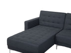 Modular Corner Sofa Bed ABERDEEN Fabric Dark Grey with Ottoman 4 Seater Right Hand