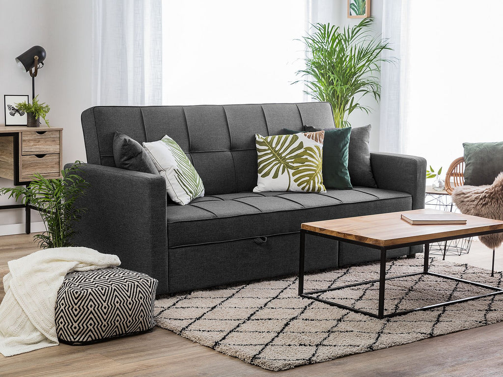 Sofa Bed GLOMMA Fabric Dark Grey 3 Seater