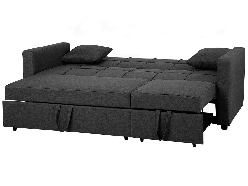 Sofa Bed GLOMMA Fabric Dark Grey 3 Seater