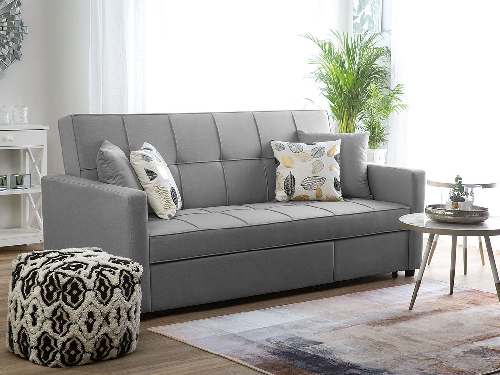 Sofa Bed GLOMMA Fabric Light Grey 3 Seater