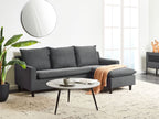 Corner Sofa ELVENES Fabric Dark Grey 3 Seater Left Hand