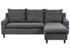 Corner Sofa Fabric Dark Grey 3 Seater Left Hand