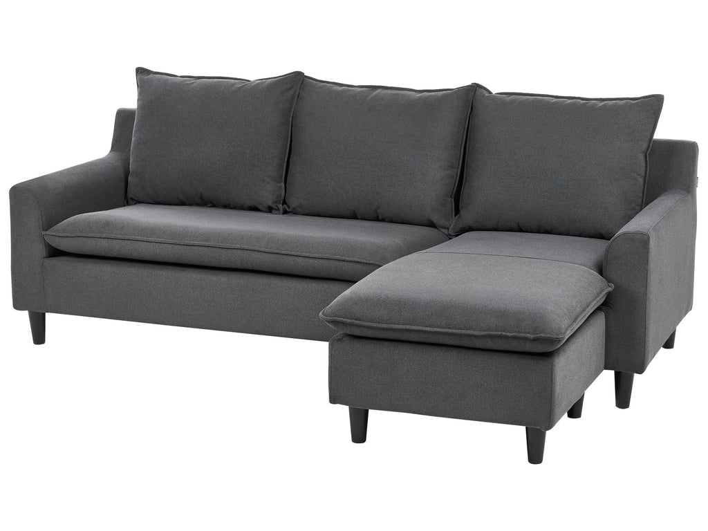 Corner Sofa ELVENES Fabric Dark Grey 3 Seater Left Hand