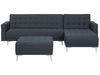 Modular Corner Sofa Bed Fabric Dark Grey with Ottoman 4 Seater Left Hand