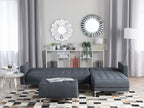 Modular Corner Sofa Bed ABERDEEN Fabric Dark Grey with Ottoman 4 Seater Left Hand
