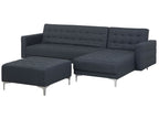 Modular Corner Sofa Bed ABERDEEN Fabric Dark Grey with Ottoman 4 Seater Left Hand