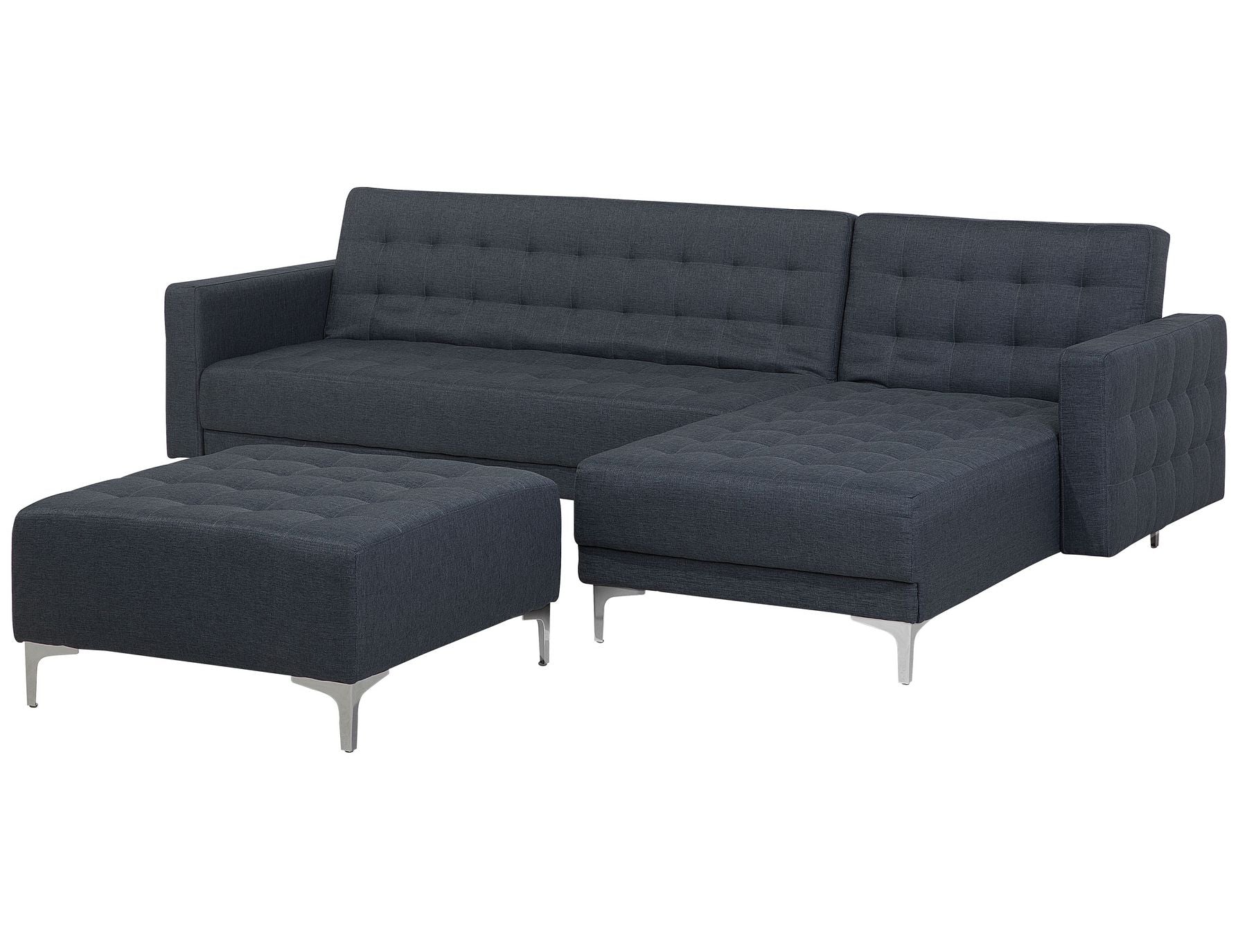 Modular Corner Sofa Bed ABERDEEN Fabric Dark Grey with Ottoman 4 Seater Left Hand