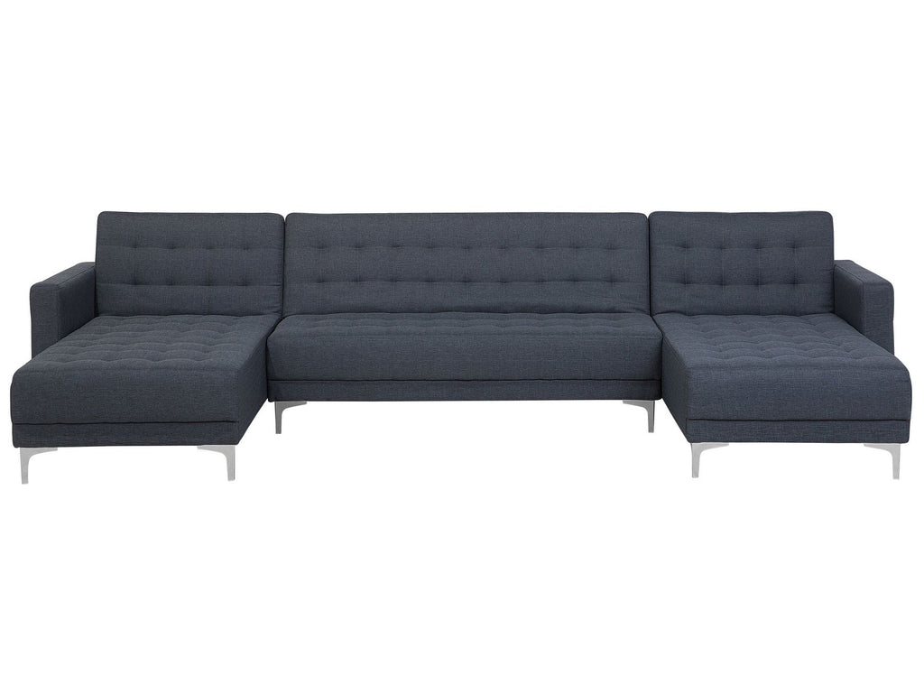 Modular U-Shape Sofa Bed ABERDEEN Fabric Dark Grey 5 Seater
