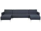 Modular U-Shape Sofa Bed ABERDEEN Fabric Dark Grey 5 Seater