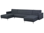 Modular U-Shape Sofa Bed ABERDEEN Fabric Dark Grey 5 Seater