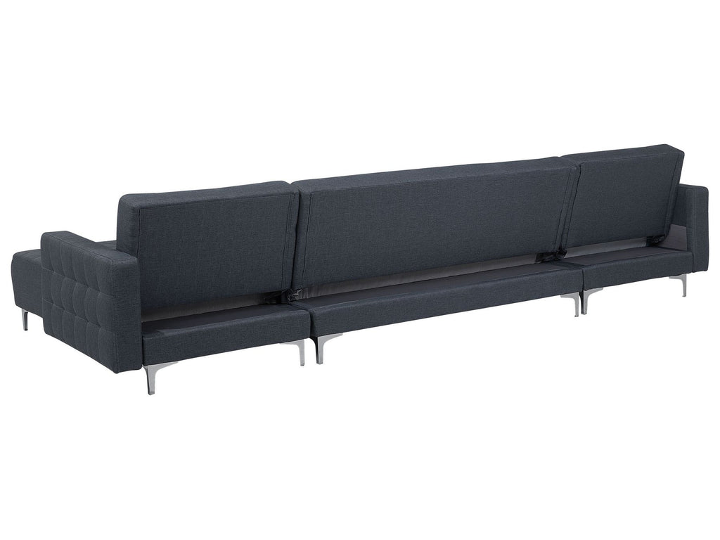 Modular U-Shape Sofa Bed ABERDEEN Fabric Dark Grey 5 Seater