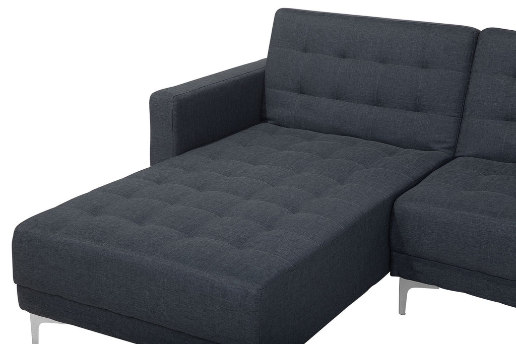 Modular U-Shape Sofa Bed ABERDEEN Fabric Dark Grey 5 Seater