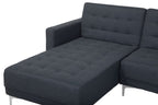 Modular U-Shape Sofa Bed ABERDEEN Fabric Dark Grey 5 Seater