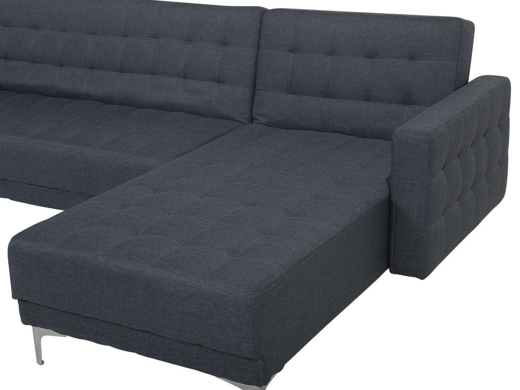 Modular U-Shape Sofa Bed ABERDEEN Fabric Dark Grey 5 Seater