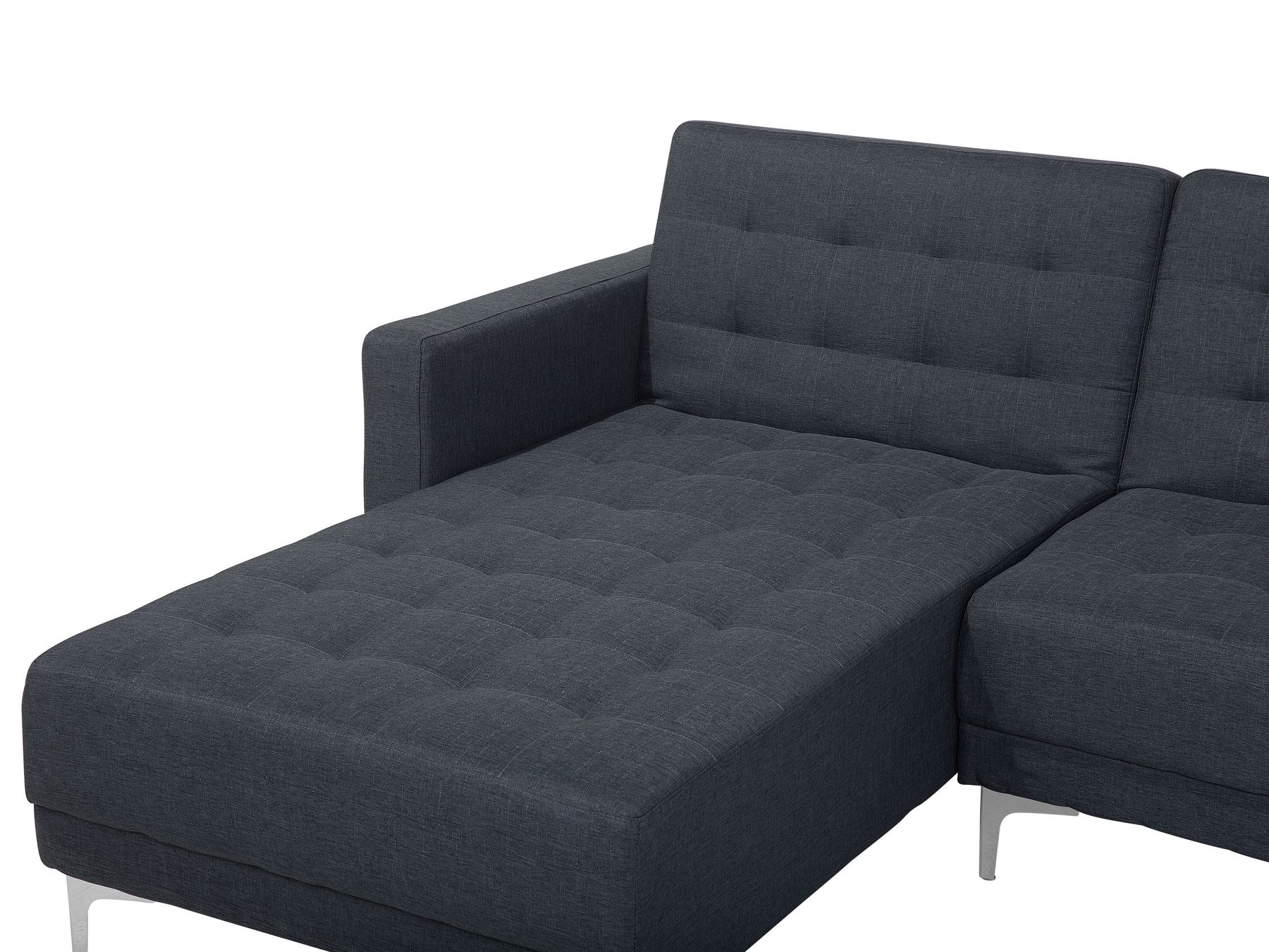 Modular U-Shape Sofa Bed ABERDEEN Fabric Dark Grey with Ottoman 5 Seater